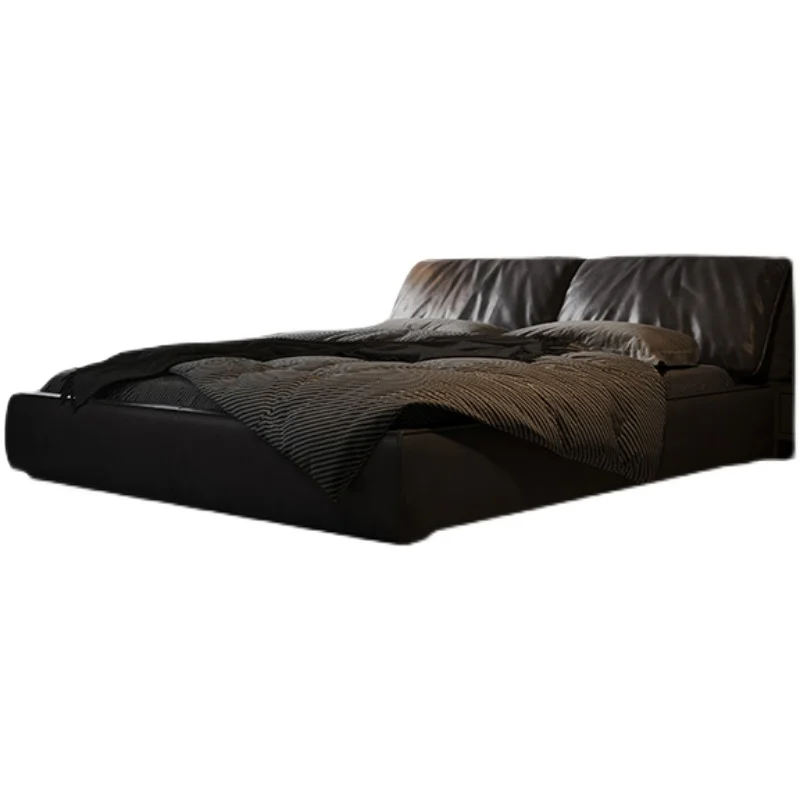 

Итальянская кожаная кровать от пола до потолка, двуспальная, минималистичный дизайн, мягкая обивка, легкая роскошь, свадебная кровать, популярная на интернете, татами