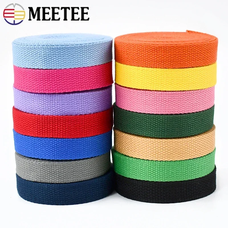 10Meters Meetee 20-38mm 1.5mm Thick Canvas Cotton Webbing Backpack Bag Strap Band Clothes Ribbon Tapes DIY Sewing Accessories