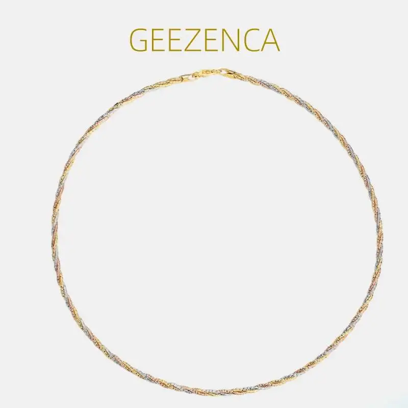 Italian 925 Sterling Silver Three Color 1.3mm Gold Plated Thread Weave Choker Necklaces Fine Jewelry Women Trendy Gift Necklace