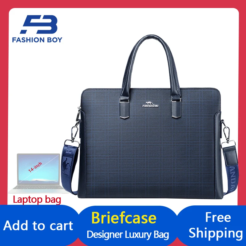 

FASHION BOY Men Document Bag Luxury Desinger Handbags for Gentlman 14-inch Laptop Bags