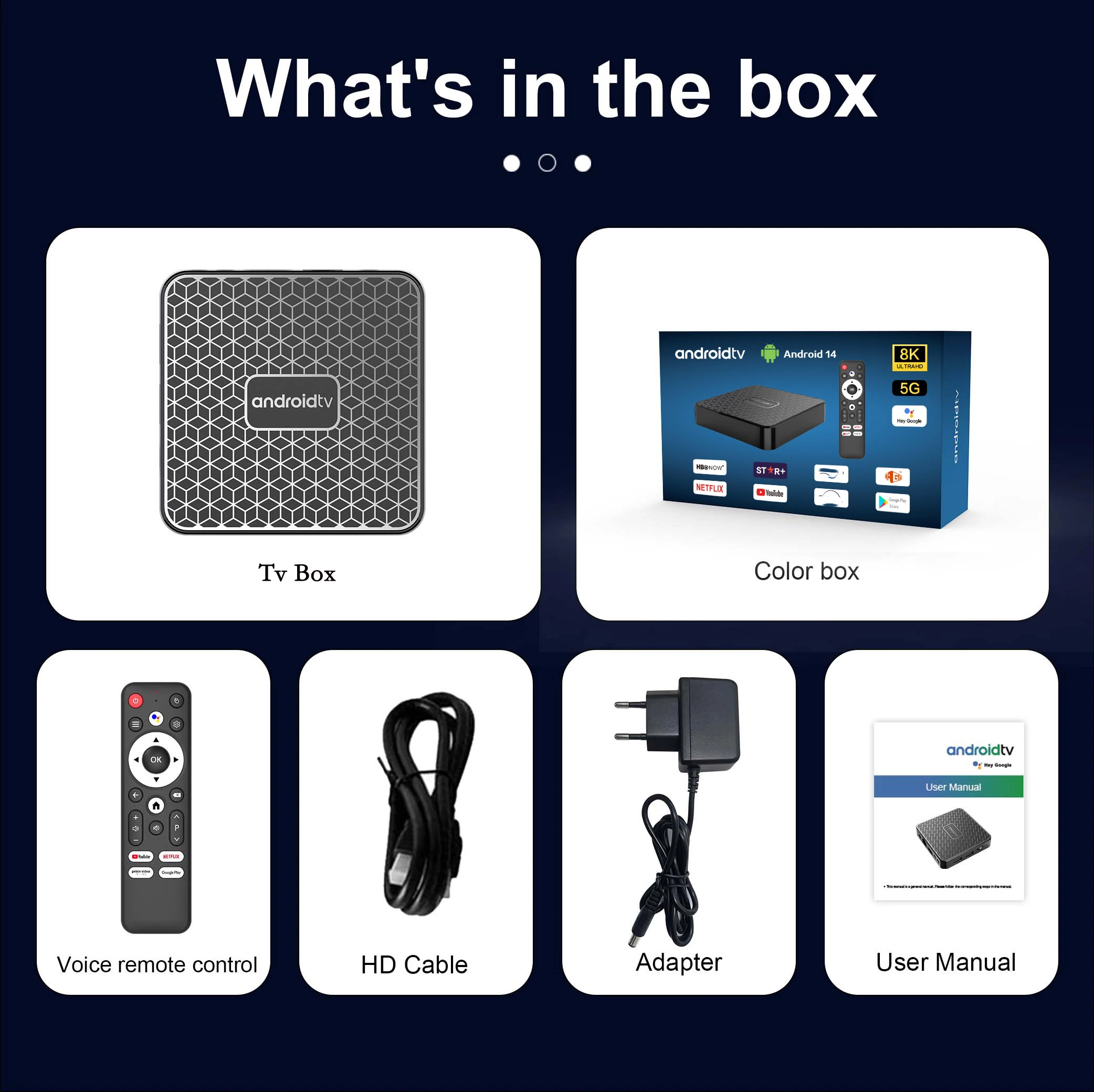 Smart TV Box Android 14 Rockchip RK3518 BT5.4 HDR10+ Hulu 8k Voice Control Wifi6 USB3.0 1080P HDMI IPTV Set Top Box Media Player