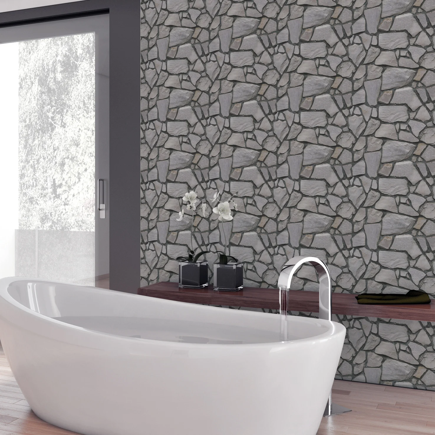 20pcs 3D Tile Stickers, 3D Faux Stone Textures, Matte 30cm x 30cm Water and Mold Resistant, for Living Room, Kitchen Wall Update