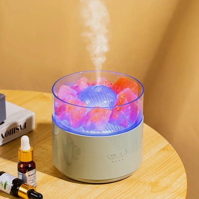 Mesin semprot aromaterapi lampu garam ultrasonik, warna-warni, mesin aromaterapi minyak esensial, penyebar aroma rumah tangga