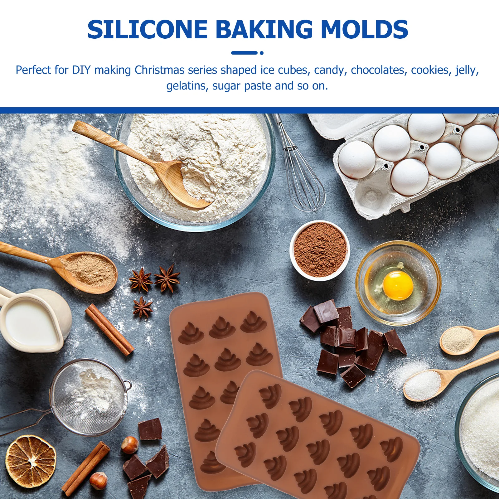 

3Pcs Poop Silicone Molds 15 Cavity Baking Mold for Candy Chocolate Cupcake Jelly Microwave Oven Safe Poop Shape Silicone Molds