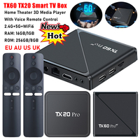 TX60 TX20 Smart TV Box Android 16 15 Allwinner H313 Core 2.4G&5G Dual WiFi6 16G/1G 256G/8G Media Player Voice Remote Set Top Box