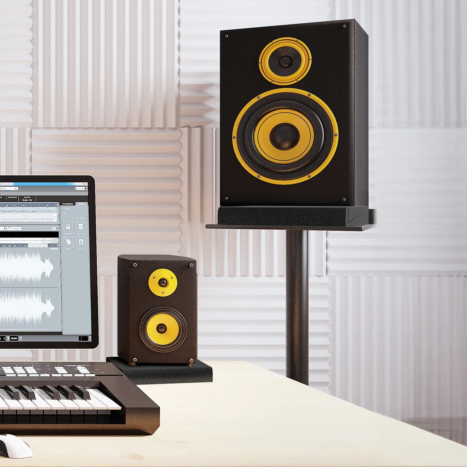 Podkładki izolacyjne pod głośniki, pianka akustyczna do monitorów studyjnych, panele dźwiękochłonne o wysokiej gęstości do większości głośników 5-calowych