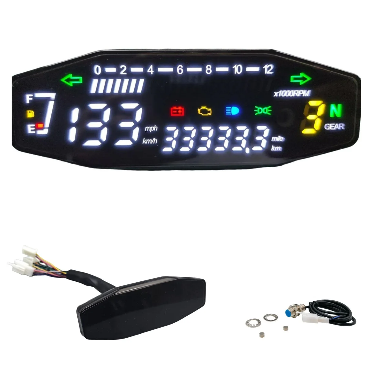 

New Universal Motorcycle Speedometer Digital Meter LED Tachometer Dashboard Instrument Panel nice LCD Display Meter