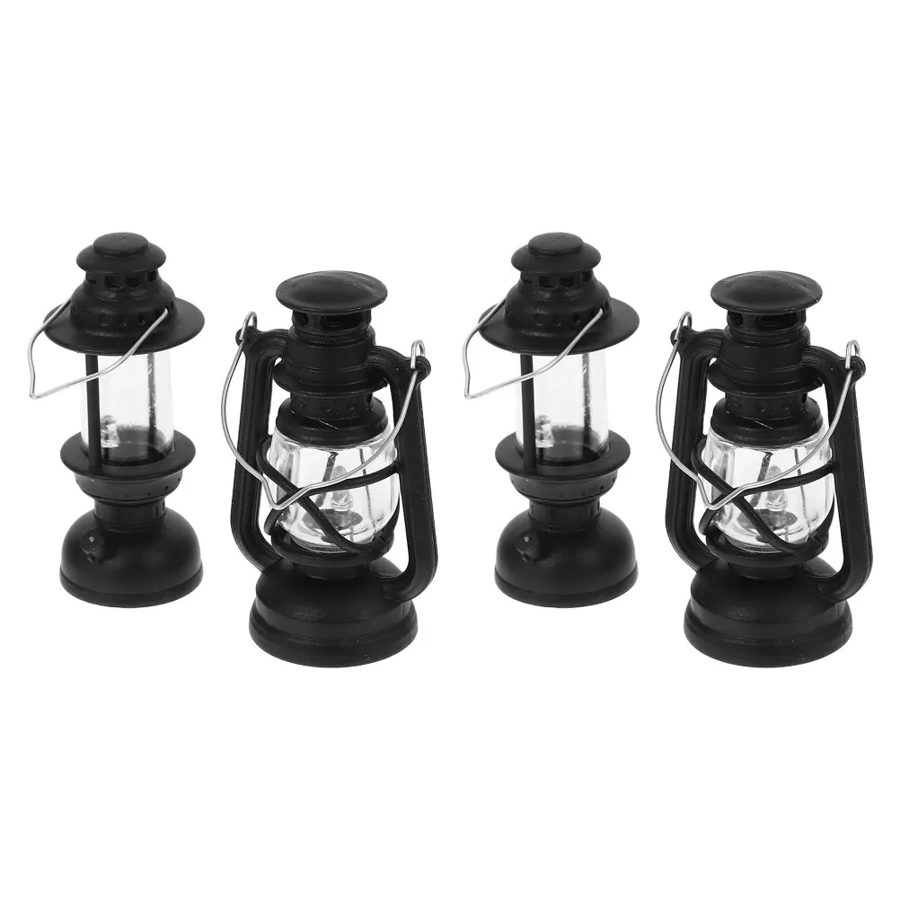 

4 Pcs Microkerosene Lamp Decoration Mini Light Vintage Dollhouse Miniature Accessories Pp