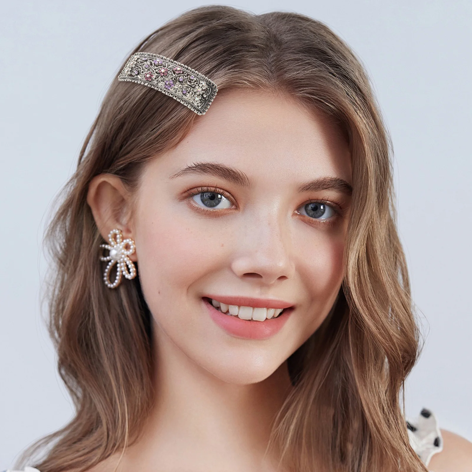 2Pcs Elegant Rectangular Hair Clips for Women Girls Retro Design Non Slip Spring Structure Hair Styling Clips for Women