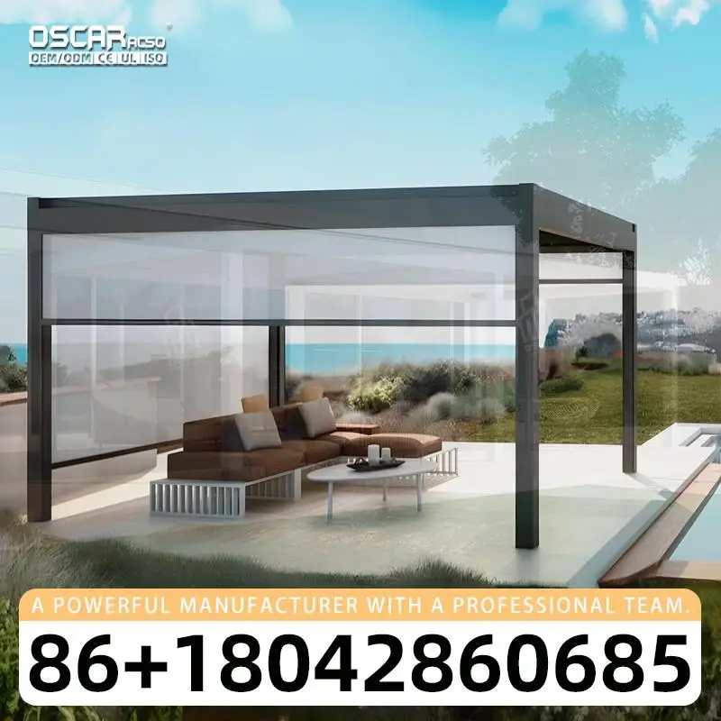 Motorized Arch Awning Aluminum Rainproof Sun Shade Sunshine Haven Outdoor Retreat Kits for Garden Patio Backyard pergola