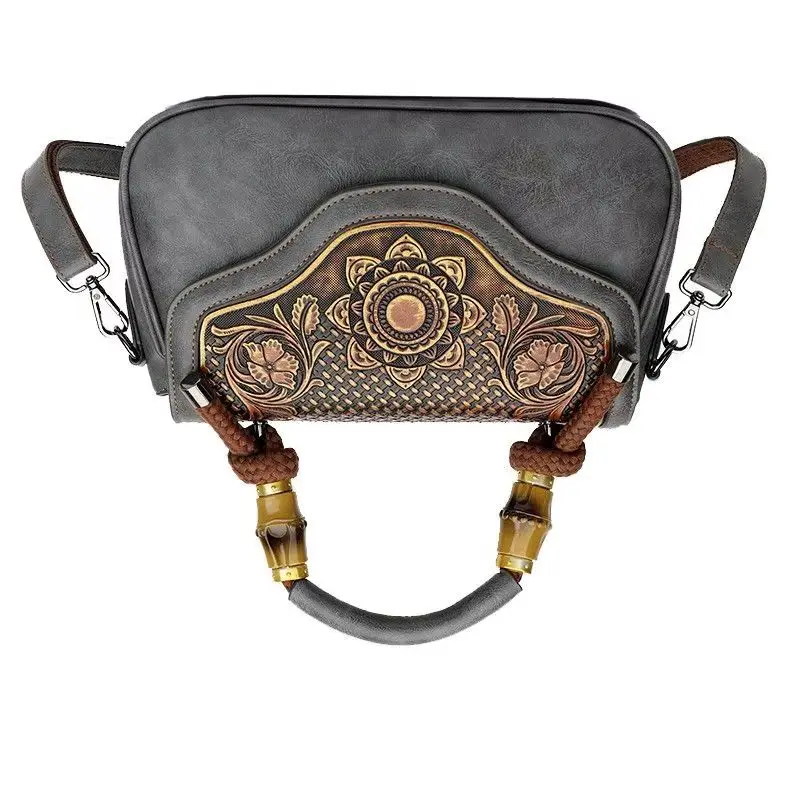 

Элитная женская сумка в этническом стиле с резьбой, новая модель для женщин среднего возраста, текстурная, на одно плечо, через плечо, для отдыха