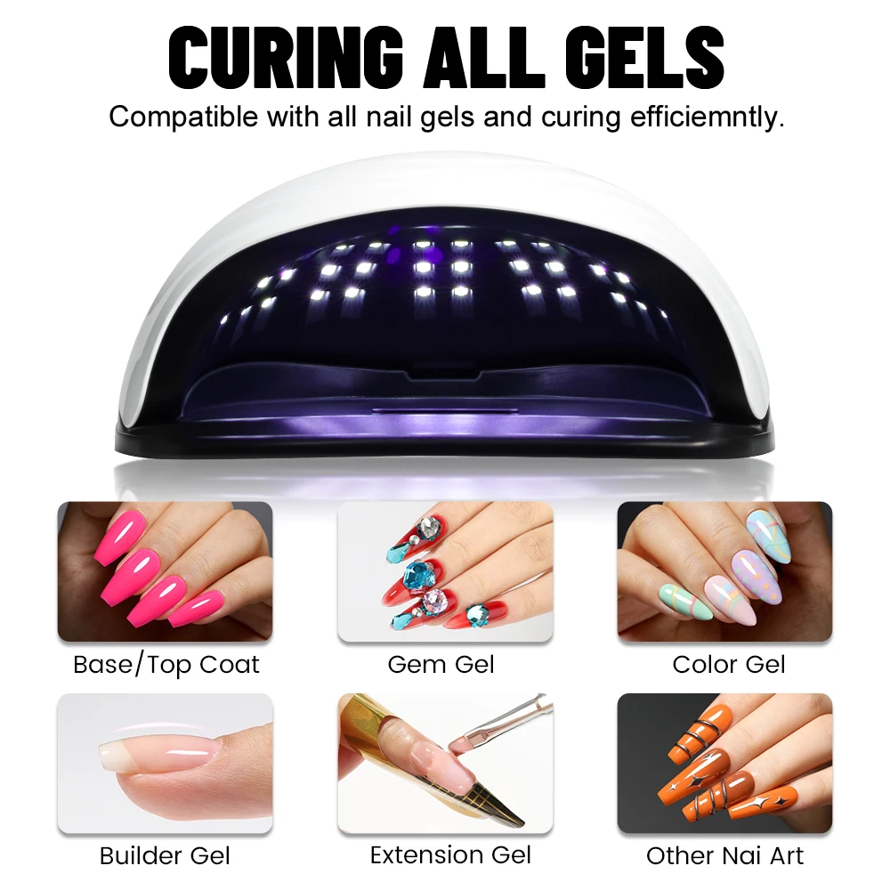 380W 81 LEDs Professional Nail Lamp For Manicure Big Power UV LED Nail Lamp Blue Light No Black Hands For Drying Gel Nail Polish