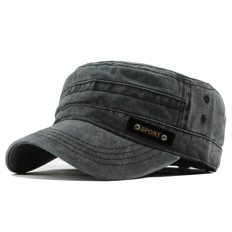 Lente Zomer En Herfst Mens Nieuwe Wasbare Katoen Platte Top Zon Bewijs Militaire Cap