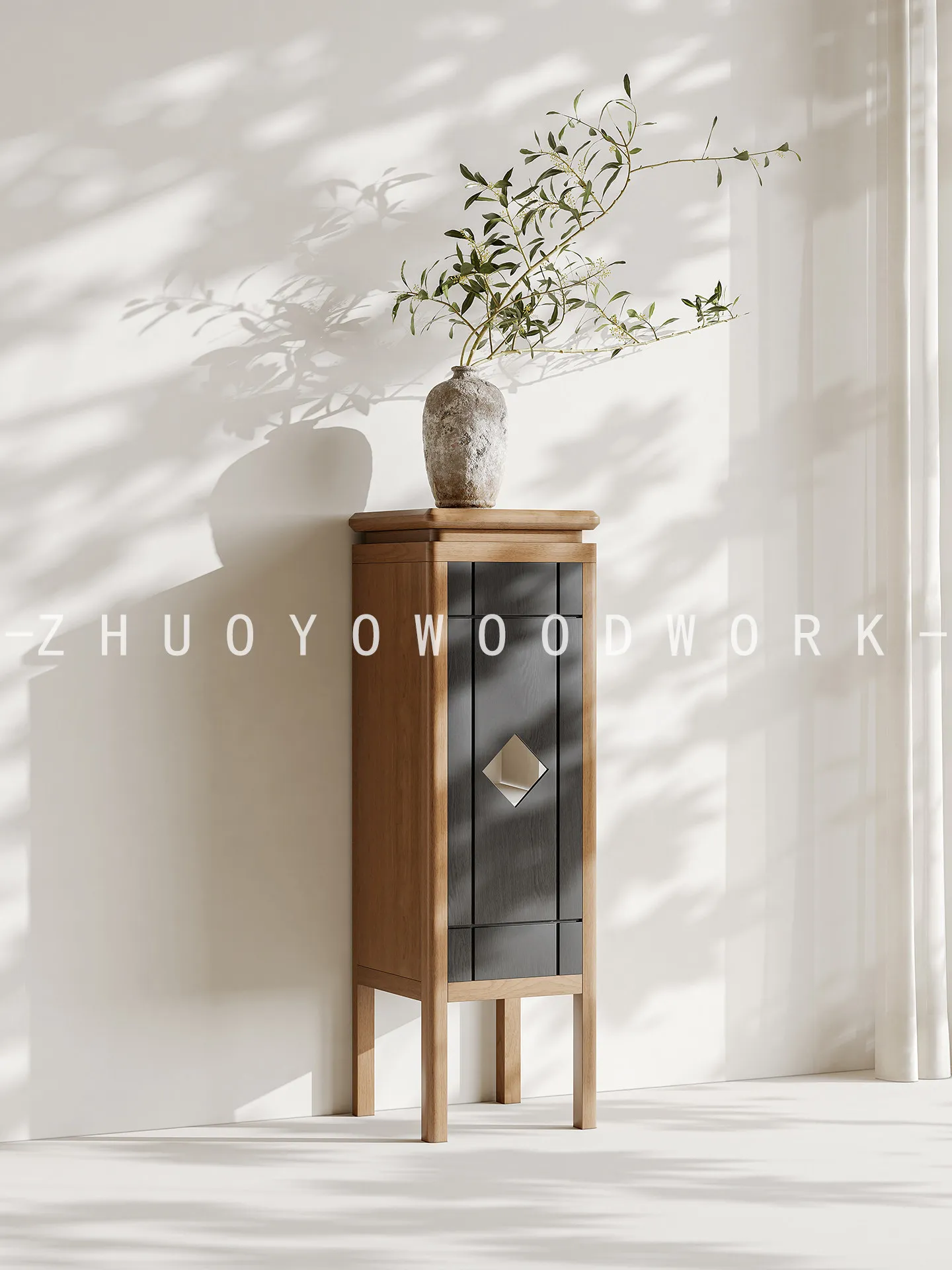 

YFY solid wood flower stand, living room decorative locker, living room entrance storage cabinet, multi-functional shelf