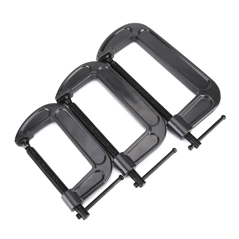 HUHAO Heavy Duty G Clamp C-Clamp with Quenched Coarse Thread Screw, Thickened Break-resistant Frame for Woodworking Welding