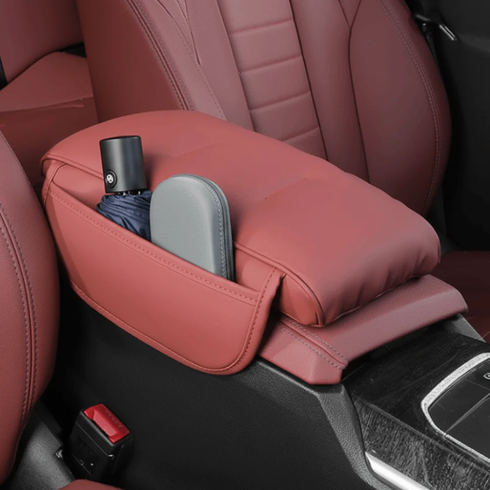 PU Leather Car Arm Rest Box Luxury Style Both Side Storage Center Console Storage Thicken Design Elbow Support Cushion