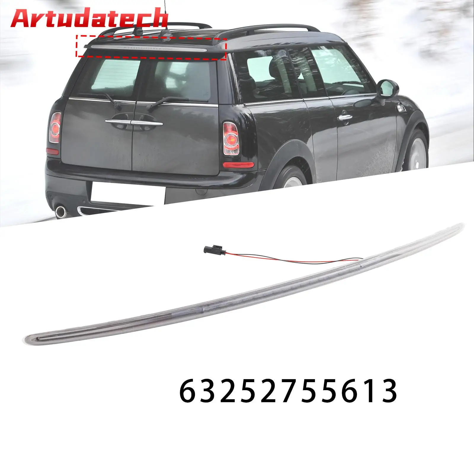 Artudatech Third Brake Light w/ Clear Lens 63252755613 For Mini Cooper CLUBMAN R55 Wagon