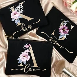 New Personalized Customized Name Letter Makeup Bag Wedding Bridesmaid Best Gift travel Shopping Perfume Lipstick Storage Bag