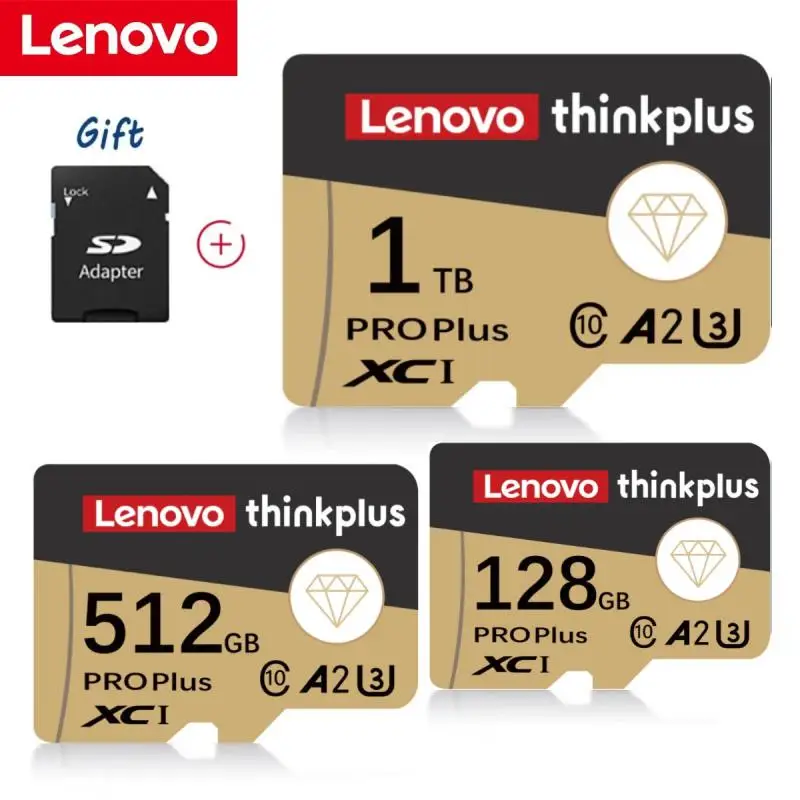 Lenovo kartu memori mikro TF SD, kecepatan tinggi 2TB kartu memori SD 1TB untuk ponsel/komputer/kamera