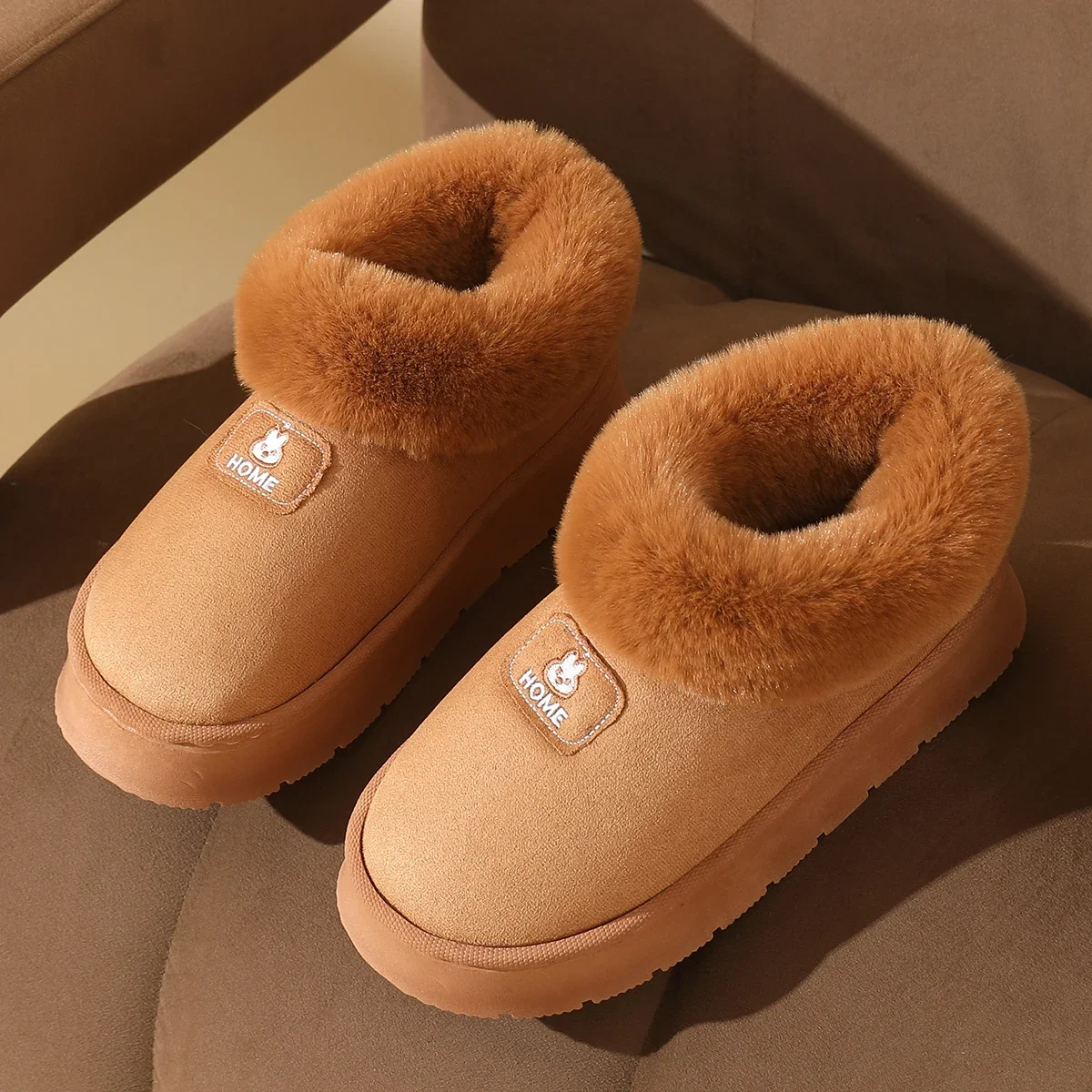 

Теплые короткие зимние ботинки на толстой подошве для женщин, парная домашняя и уличная одежда, утолщенная хлопковая обувь на плюшевой подкладке, зимние домашние тапочки