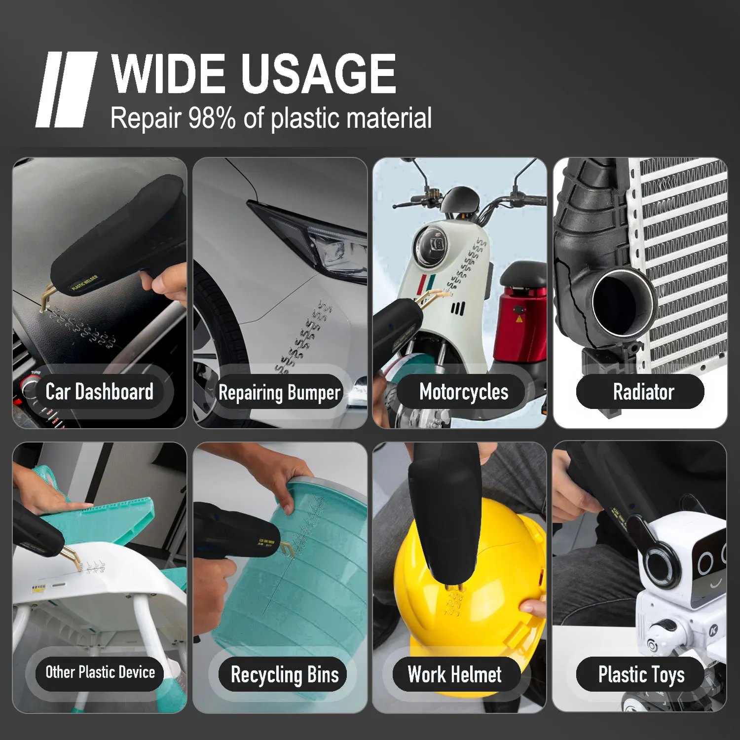 200W Hot Welding Machine Repair Auto Body Bumper Plastic Crack Tool Kit With Welding Nail 2 in 1 Plastic Welder Gun gallery 5