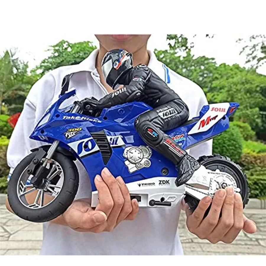 

Remote Control Motorcycle High Speed Self Balancing Single Wheel Stunt RC 1/6 Scale 360 Rotating LED Flashlight Toy Blue Best X