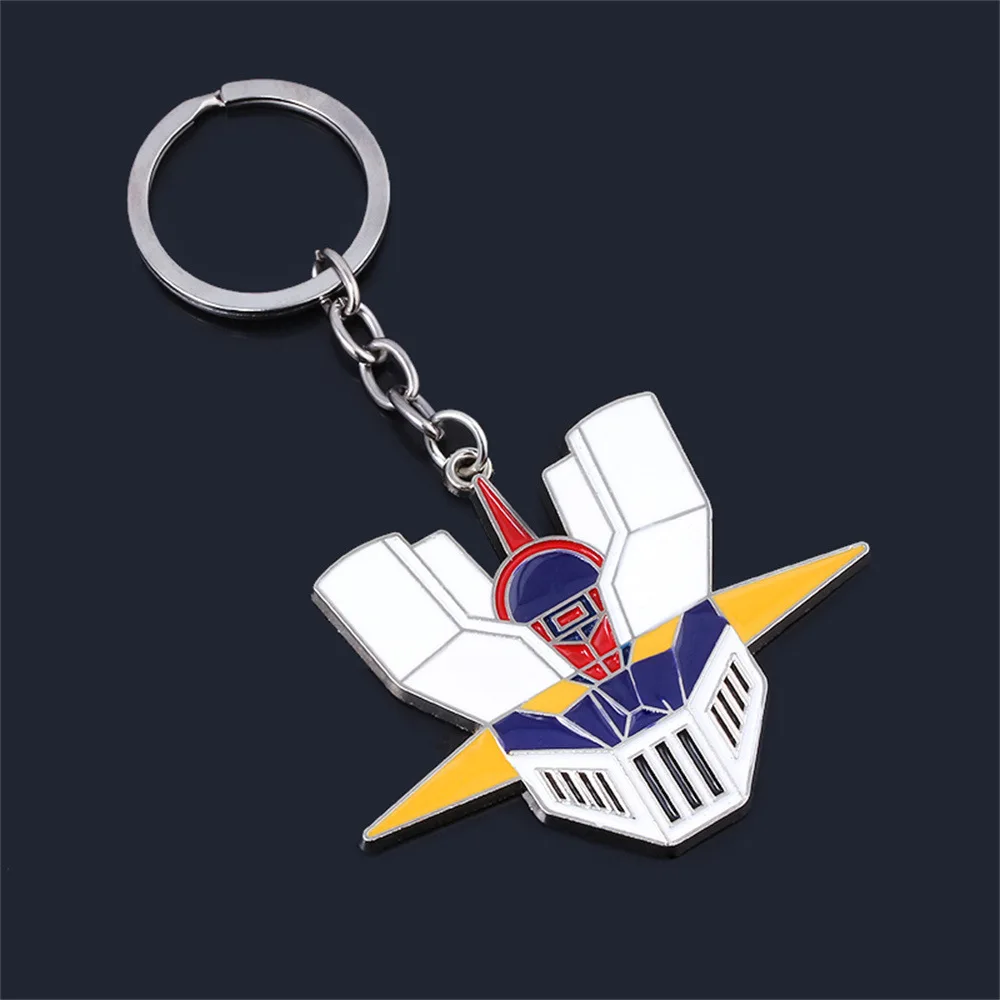 Anime Mazinger Z UFO Robot Grendizer Keychain Mask Metal Keyring Backpack Pendant Men Decorate Accessories Christmas Gift