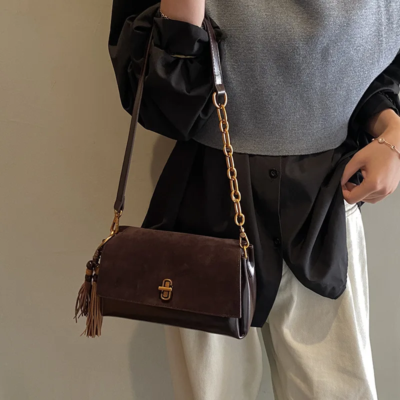 

Осенняя женская сумка через плечо 2025 года, многосторонняя сумка через плечо из натуральной кожи, винтажная шикарная сумка большой вместимости для работы и свиданий