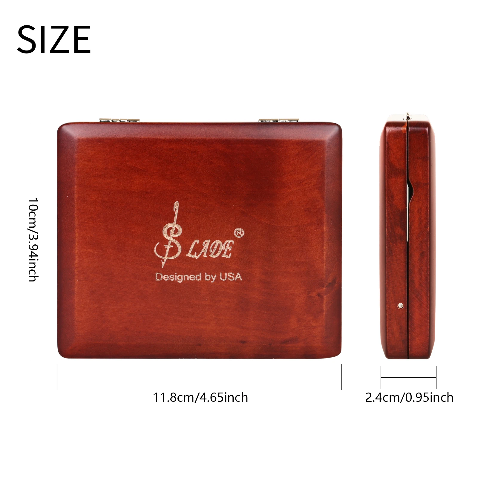 SLADE Wooden Bassoon Reed Case – 5-Reed Capacity, Rosewood Construction with Sponge Lining & Fixing Tubes for Secure Storage
