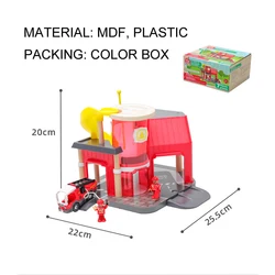 Fire Station Game Scene Children's Train Toy Track Accessories Track Game Scene Compatible With Wooden Track Toys X38