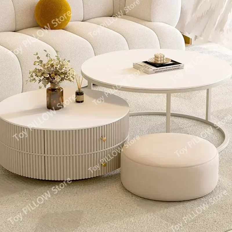 Dining Coffee Table Center White Round Console Modern  Side Living Room Accent Muebles Para El Hogar Home Decorations