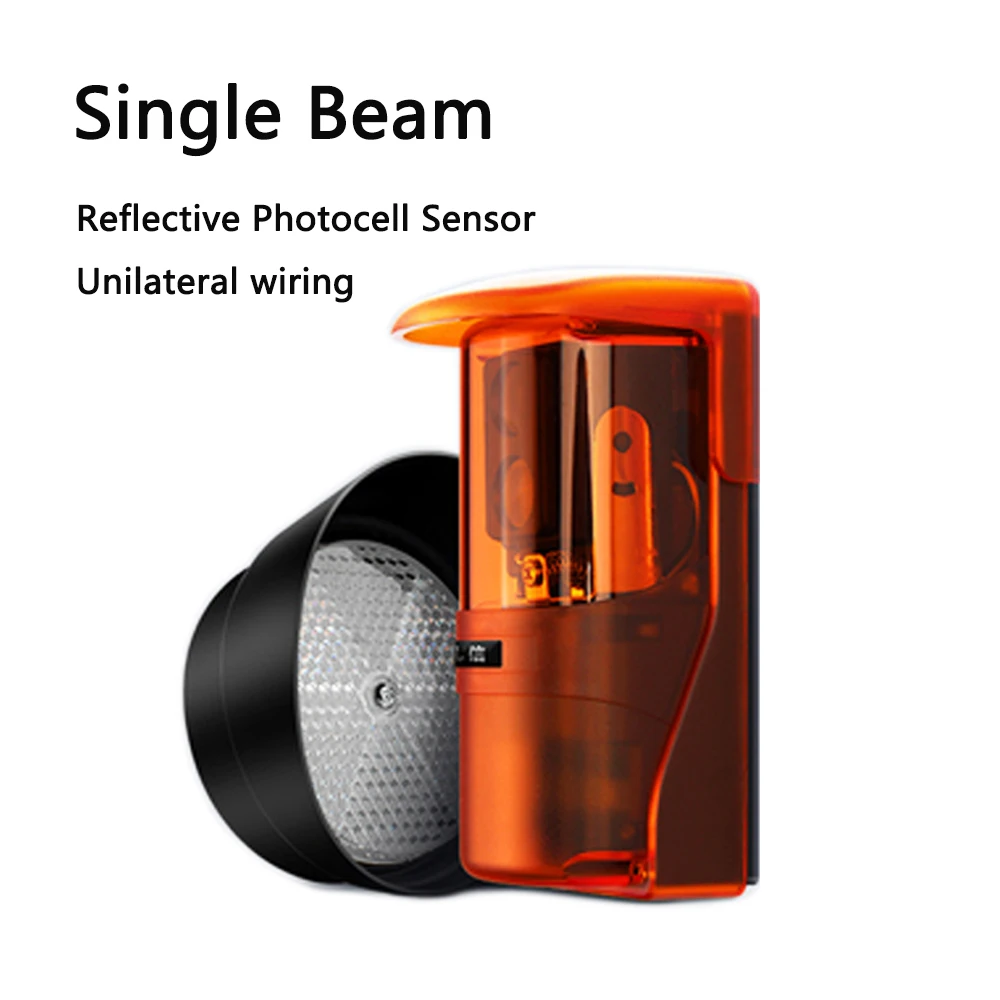 12-24V DC/AC Unilateral Wiring Reflective Photocell Sensor Single Beam for Gate Openers Access Control Security Alarm Systems