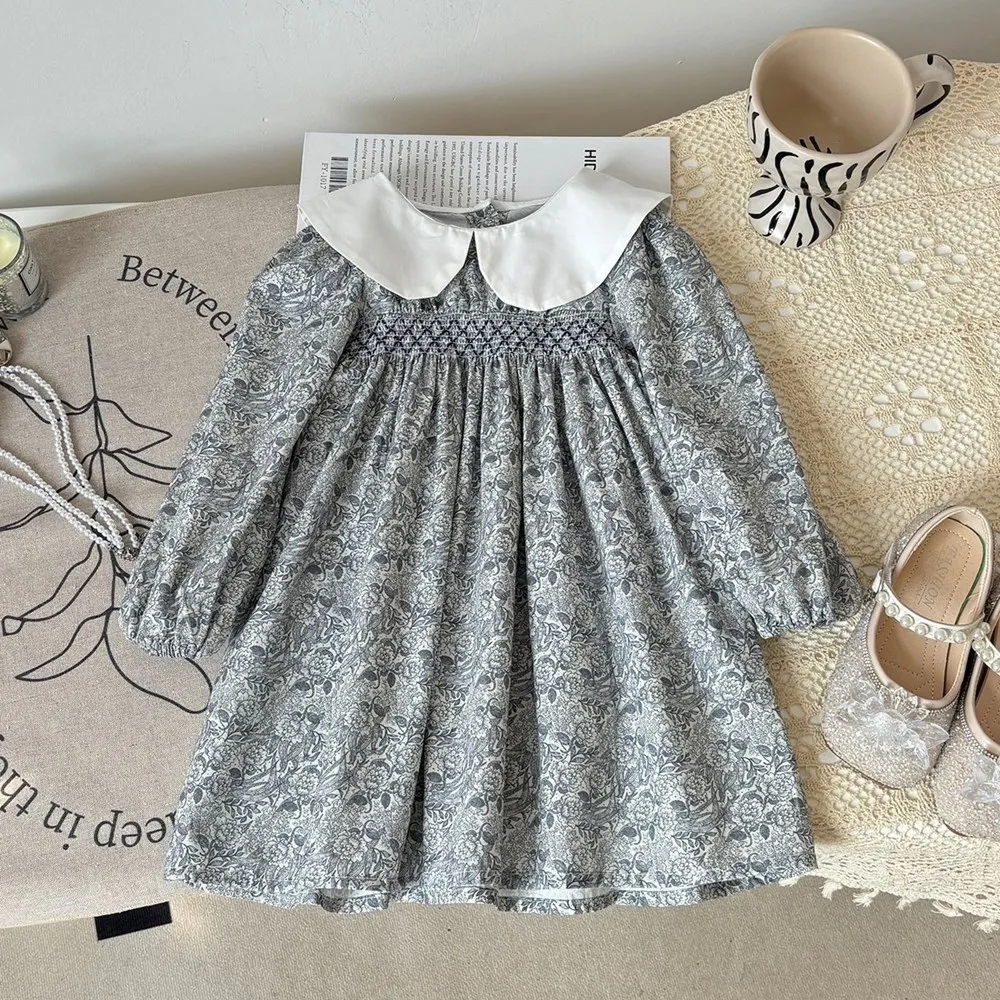 

baby dresses cotton Dark pastoral style long sleeved dress doll collar hand embroidery dress