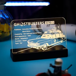 LED Light  Acrylic Display Board Sign Plate Nameplate For Ghost Busters ECTO-1 10274 Building Blocks Bricks Toys Set