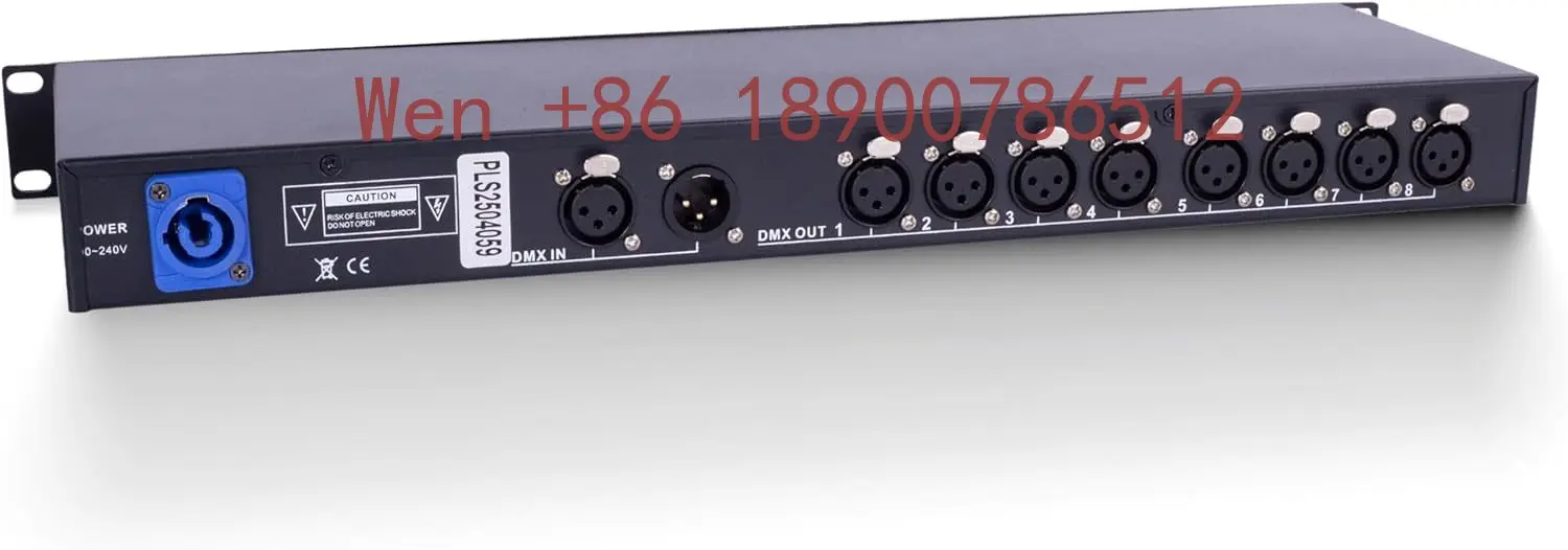 Pknight RDMX-S8R 8-Port RDM DMX512 Splitter Optically Isolated Signal Amplifier PowerCON 1U Rackmount 1-Year Warranty 1.75kg