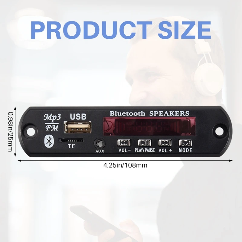 Bluetooth 5.0 MP3 Decoder Board DC 5V 12V Car FM Radio Module Support TF USB AUX For Car Phone