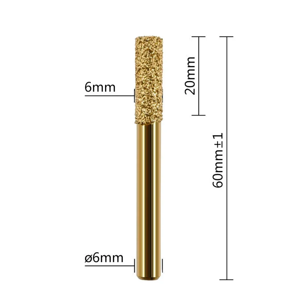 3Pcs Vacuum Brazed Diamond Burring Head Grinding Bit Cylinder Type Filing Tools For Stone Polishing Rotary Tools Accessories