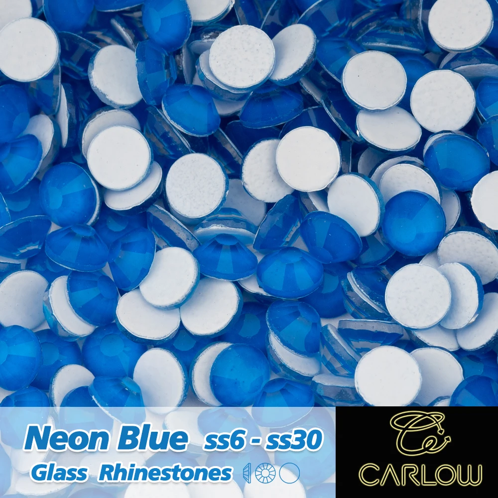 CARLOW 284 Neonblau SS6-SS30 Nicht-Heißfix Strasssteine Hochwertige Glas-Kristall-Flachboden-Strasssteine – Detail 1