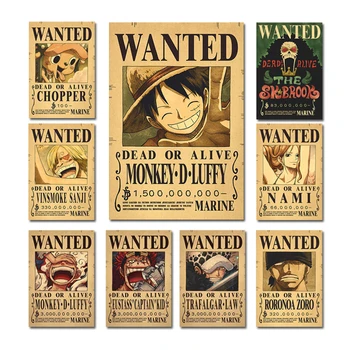 Een Stuk Luffy Vintage Gezocht Posters Japanse Anime Comic Canvas Schilderij Figuren Thuis Muur Decoratie Muurschildering Cuadros