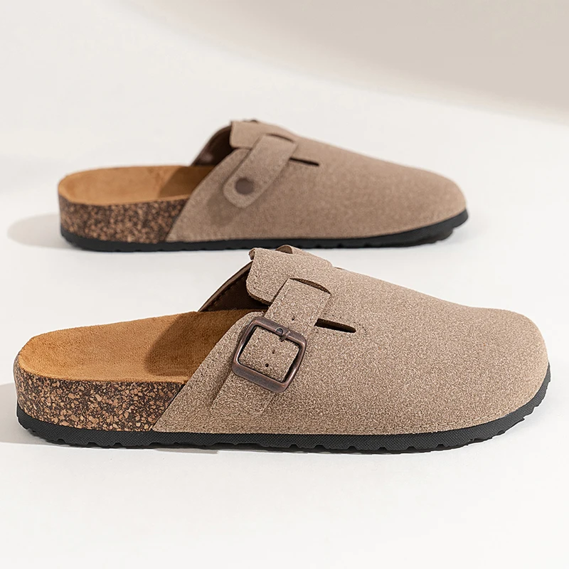 Half Shoes For Men Women Closed Toe Cork Slippers Sandals Slides Clogs Slip On Mules Outdoor Indoor Comfortable Footbed view 4