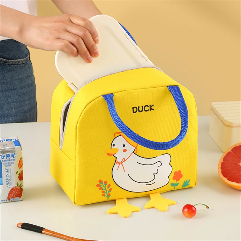 Cartoon Animal Portable Bento Lunch Bag Tote Thermal Food Storage Pouch for Women Kids Picnic Supplies Insulated Cooler Bags