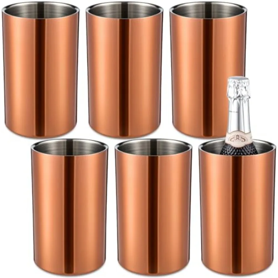 

6 Pack Wine Chiller Bucket Wine Bottles Cooler Bulk Stainless Steel Double Wall Insulated Champagne Ice Bucket for Parties Fits