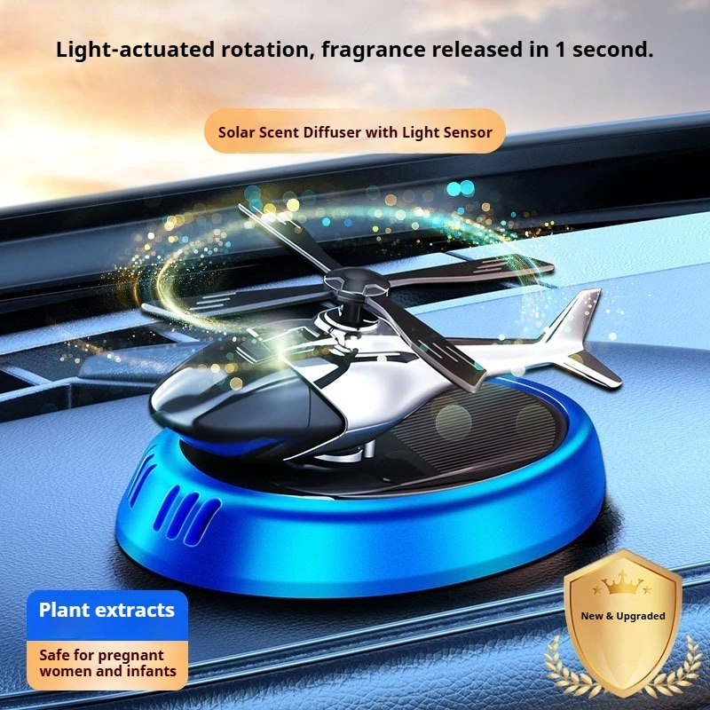 New Car Aromatherapy Car Ornament Solar Powered Rotating Aircraft Design Perfume Diffuser Desktop Ornaments Car Enthusiast Gifts