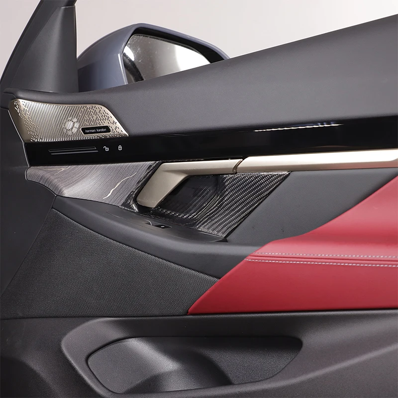 

Для BMW 5 серии G60 2024+ из настоящего углеродного волокна, внутренняя дверная ручка, крышка чаши, декоративная наклейка, аксессуары для защиты автомобиля, 4 шт.