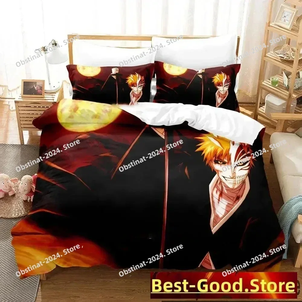 Top Anime Bleach Kurosaki Ichigo Bedding Set Printed single Comforter Quilt Duvet Cover Pillow Case 3 Pieces Set Kids Adult Size
