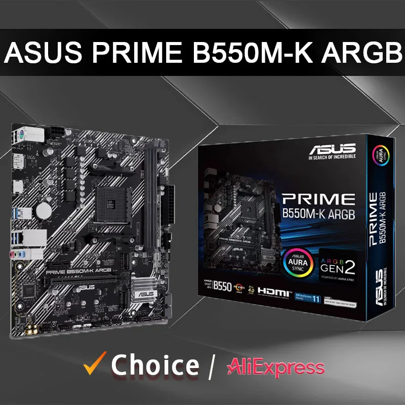 اللوحة الأم ASUS الجديدة PRIME B550M K ARGB AMD B550 micro-ATX مع مقبس AM4، تدعم AMD Ryzen ™ سلسلة 5000 #1
