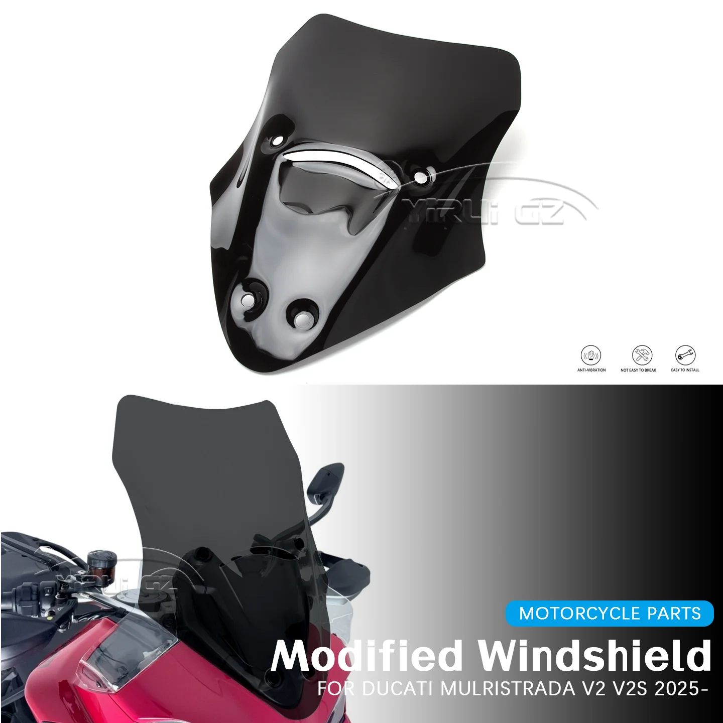 

For Ducati MultistradaV2 V2S V2 2025- NEW Windscreen Wind Deflector Quick Release Stable Riding Universal Accessories WINDSHIELD