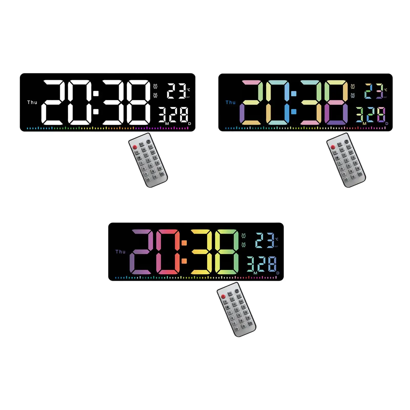 Digital Wall Clock 10 Level Adjustable Brightness Remote Control 12/24H LED Display for Living Room Home Classroom Bedroom Dorm