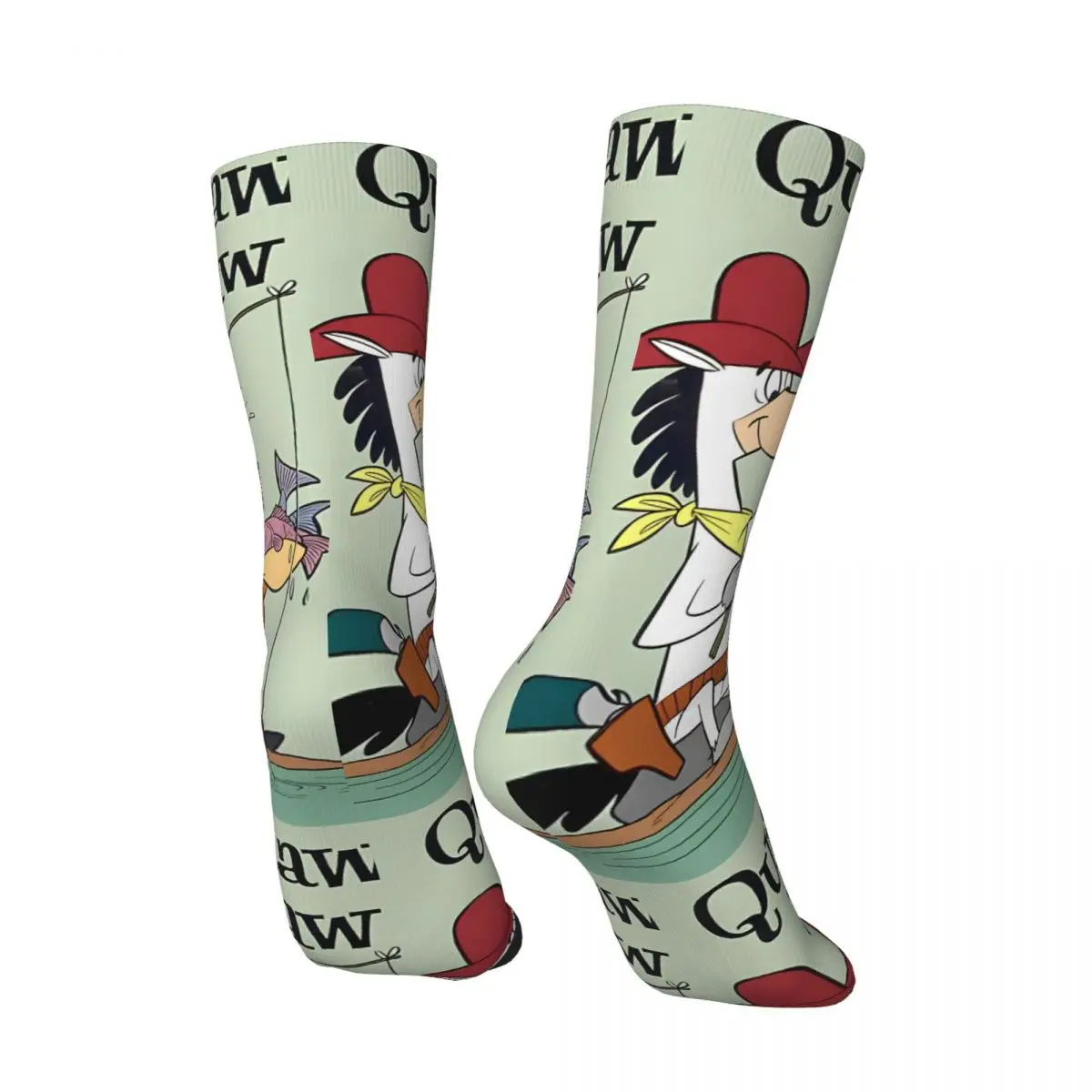 Funny Happy Fish Men's Socks Vintage Harajuku Q-Quick Draw McGraw Show Hip Hop Novelty Seamless Crew Crazy Sock Gift Printed