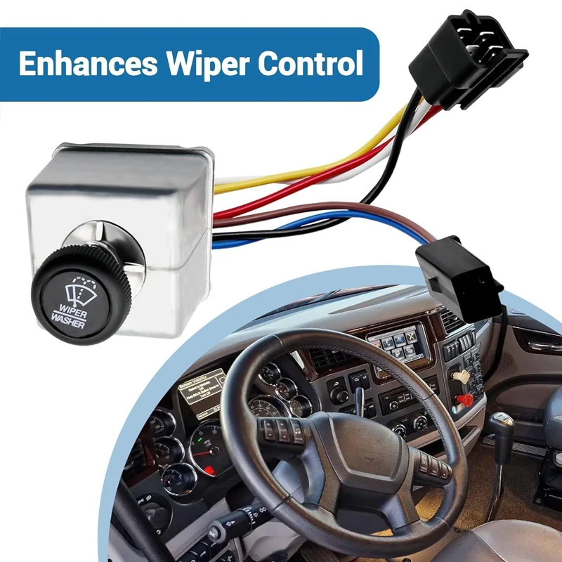 Lead Knob Windshield Wiper Control Switch For Peterbilt 220 378 379 387 7560026 75600-26 6-Lead Knob Wiper Control Switch